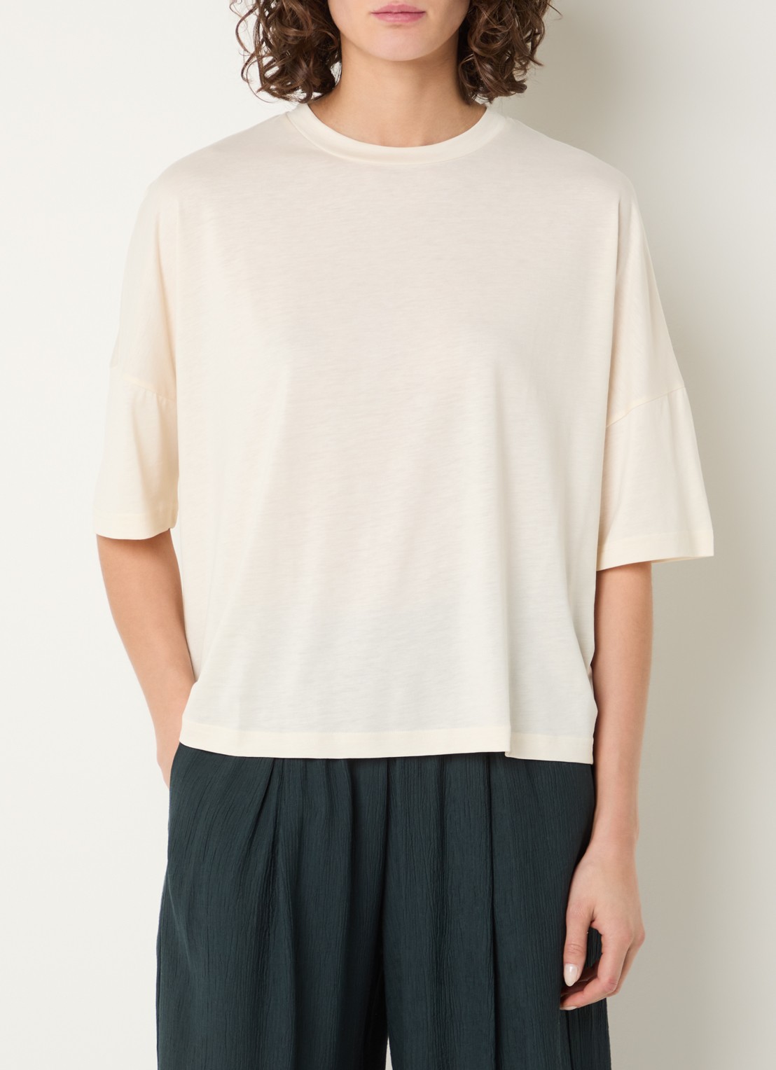 Sessùn Dorel T-shirt met ronde hals - detail creme