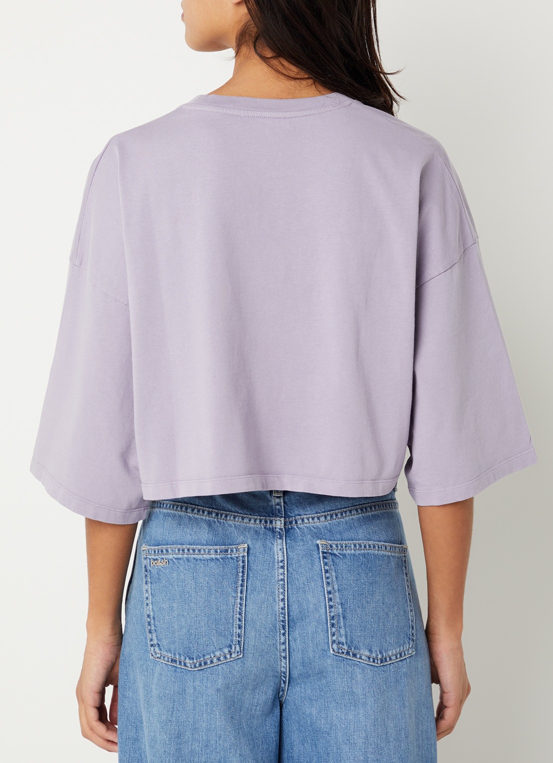 Sessùn Epoteiro cropped T-shirt met trompetmouw - achterkant lila