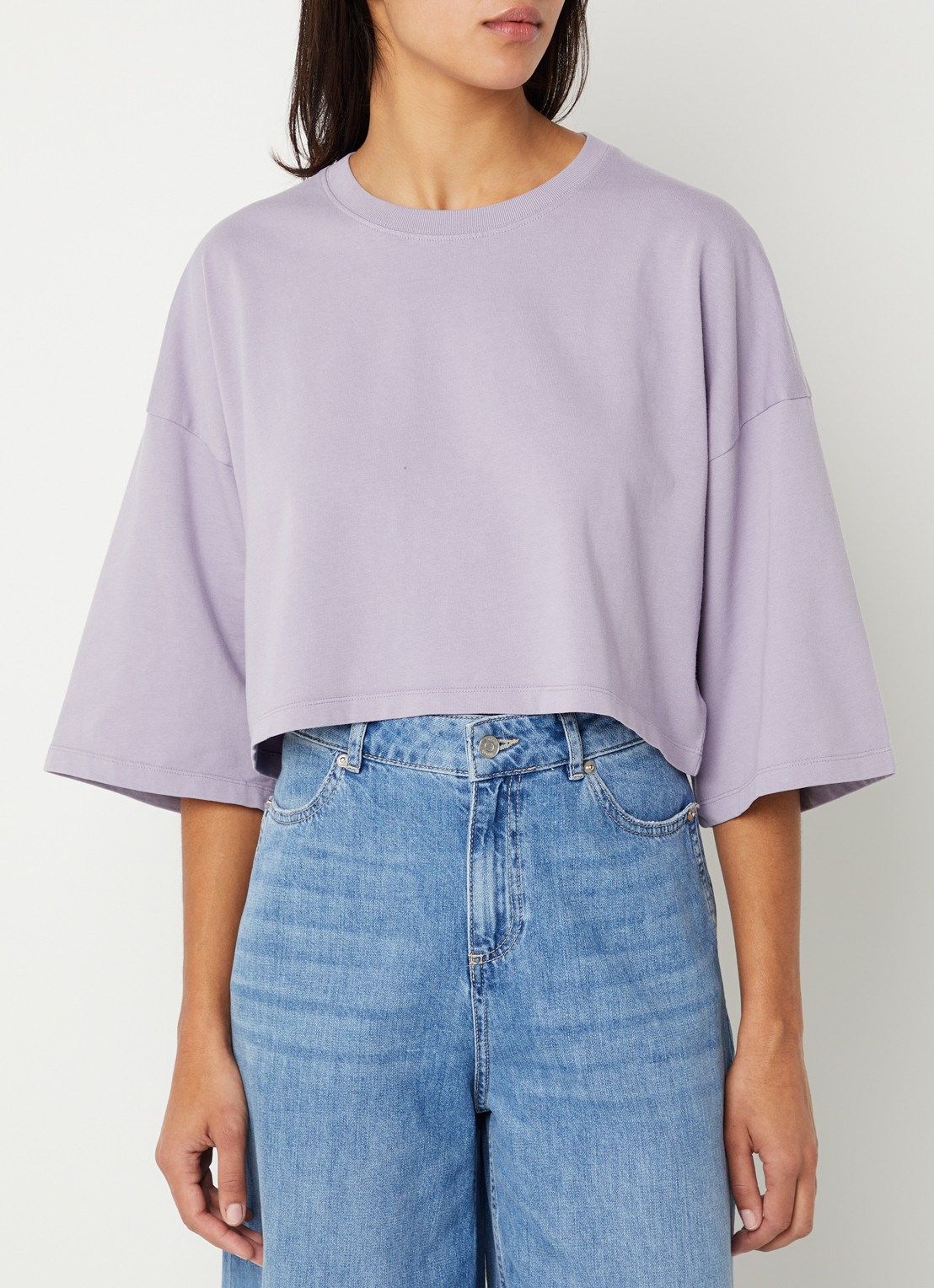 Sessùn Epoteiro cropped T-shirt met trompetmouw - detail 2 lila