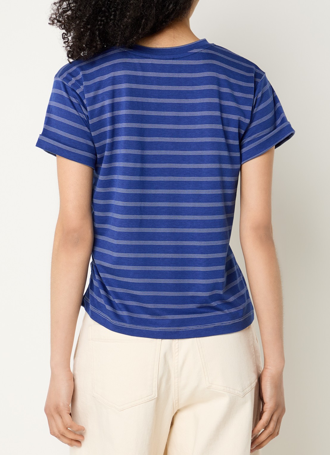 Sessùn Flaherty T-shirt met streepprint - achterkant 3 kobaltblauw