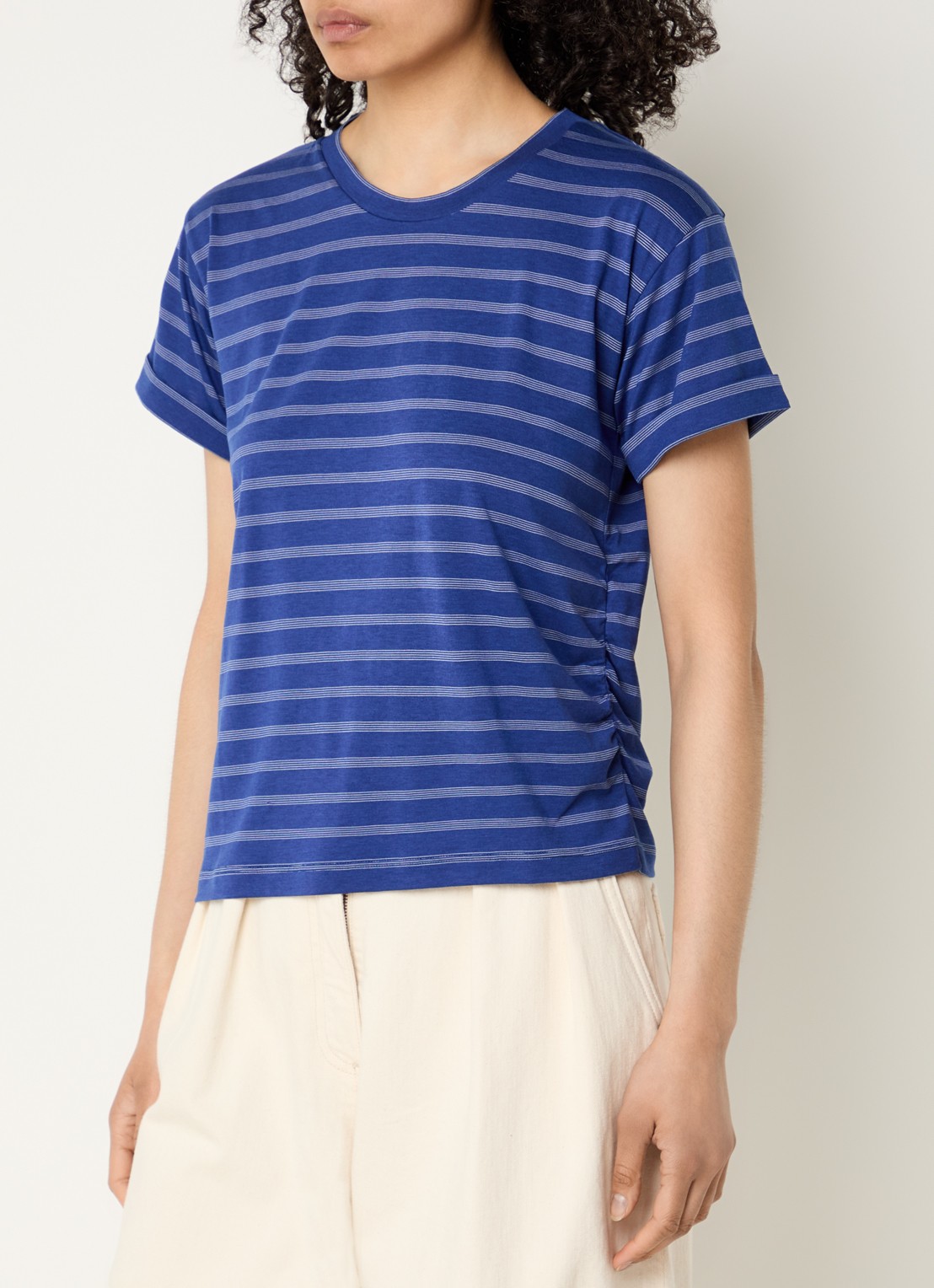 Sessùn Flaherty T-shirt met streepprint - detail 4 kobaltblauw