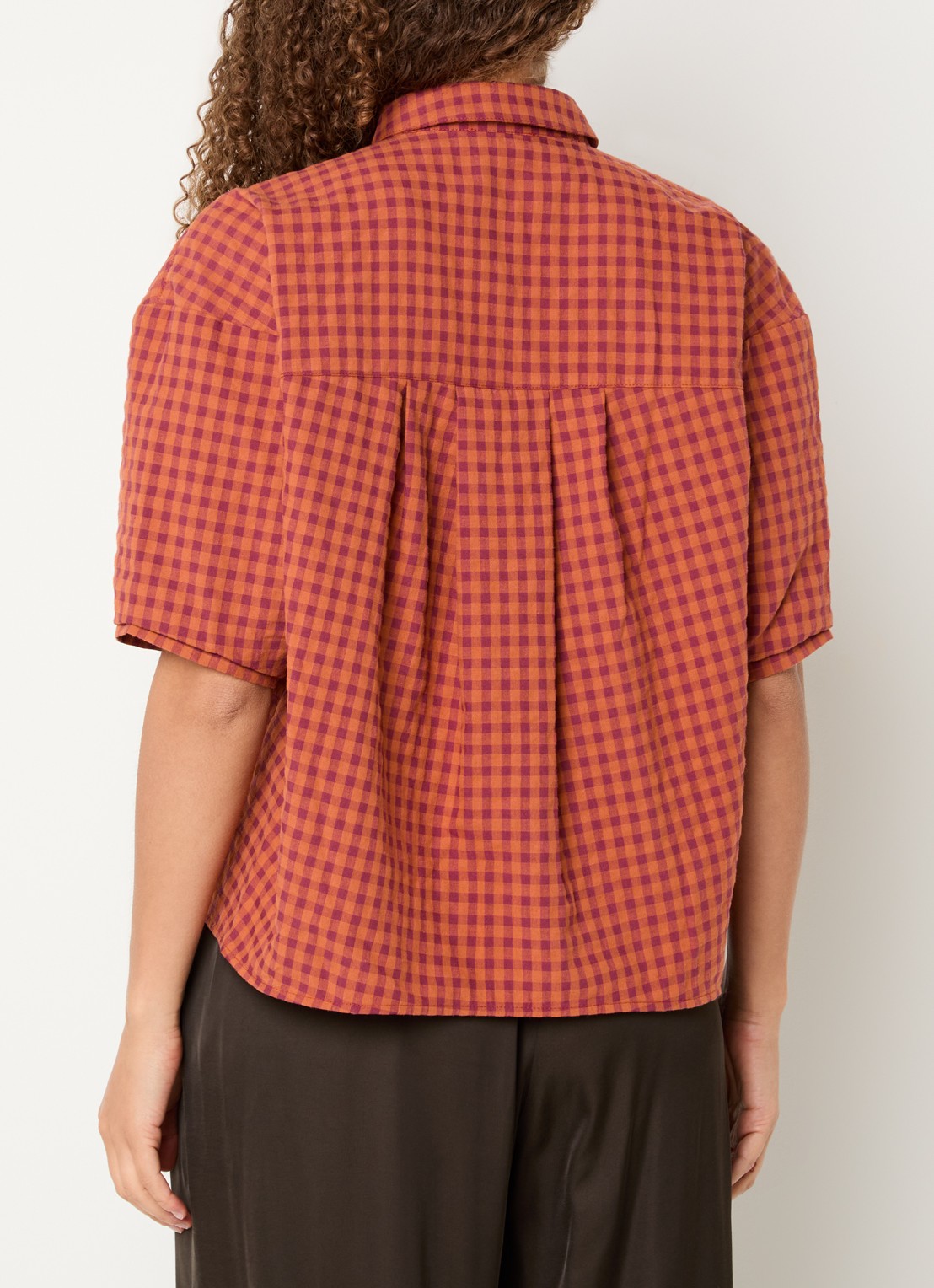 Sessùn Florentina blouse met ruitdessin - achterkant 4 orange