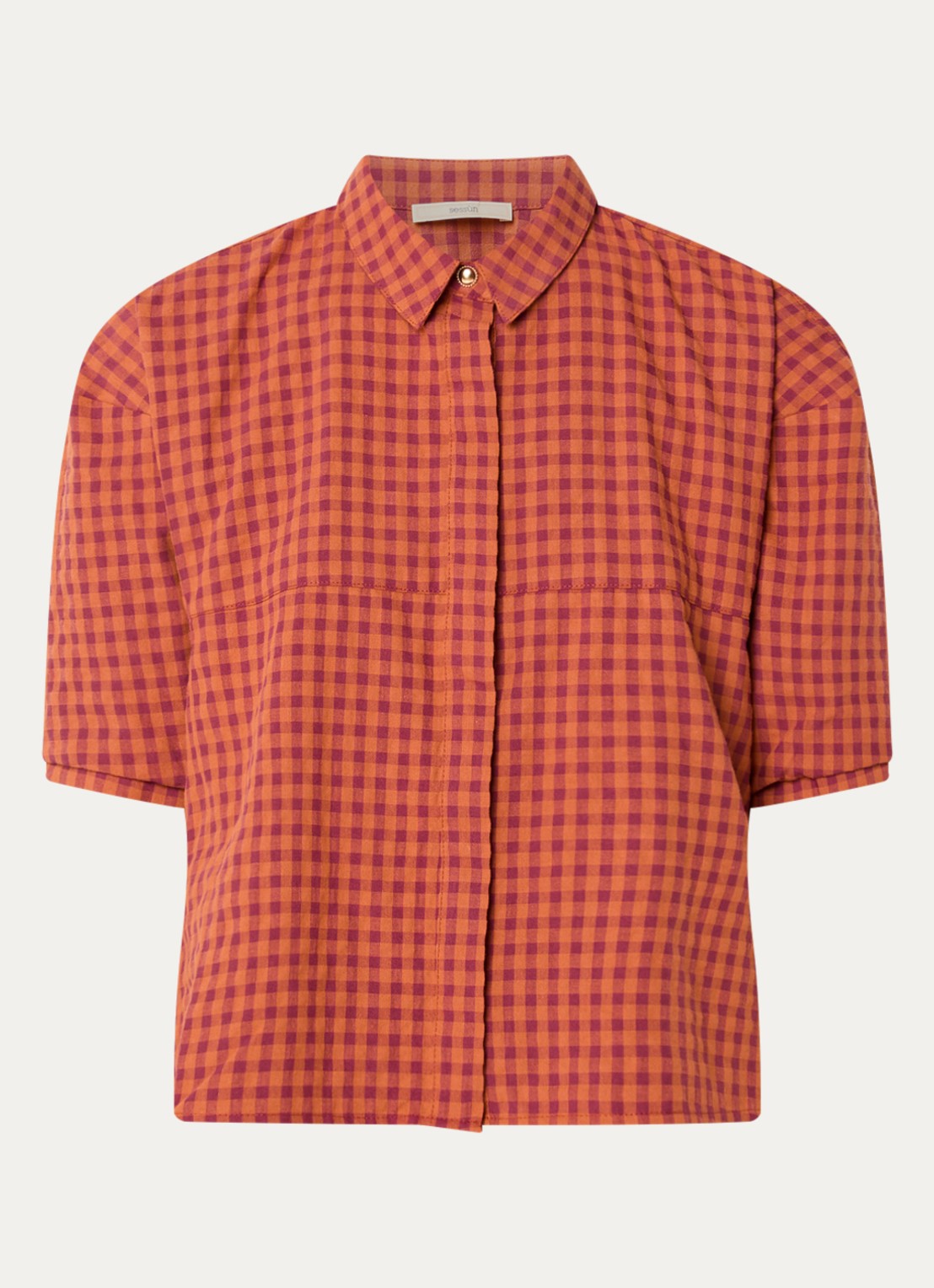 Sessùn Florentina blouse met ruitdessin - voorkant orange