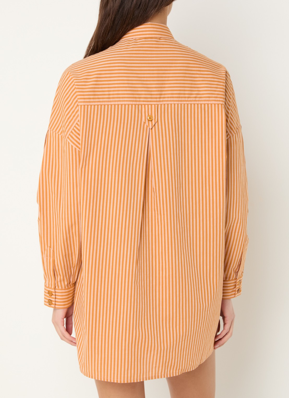 Sessùn Fontella mini blousejurk met streeprint - achterkant orange