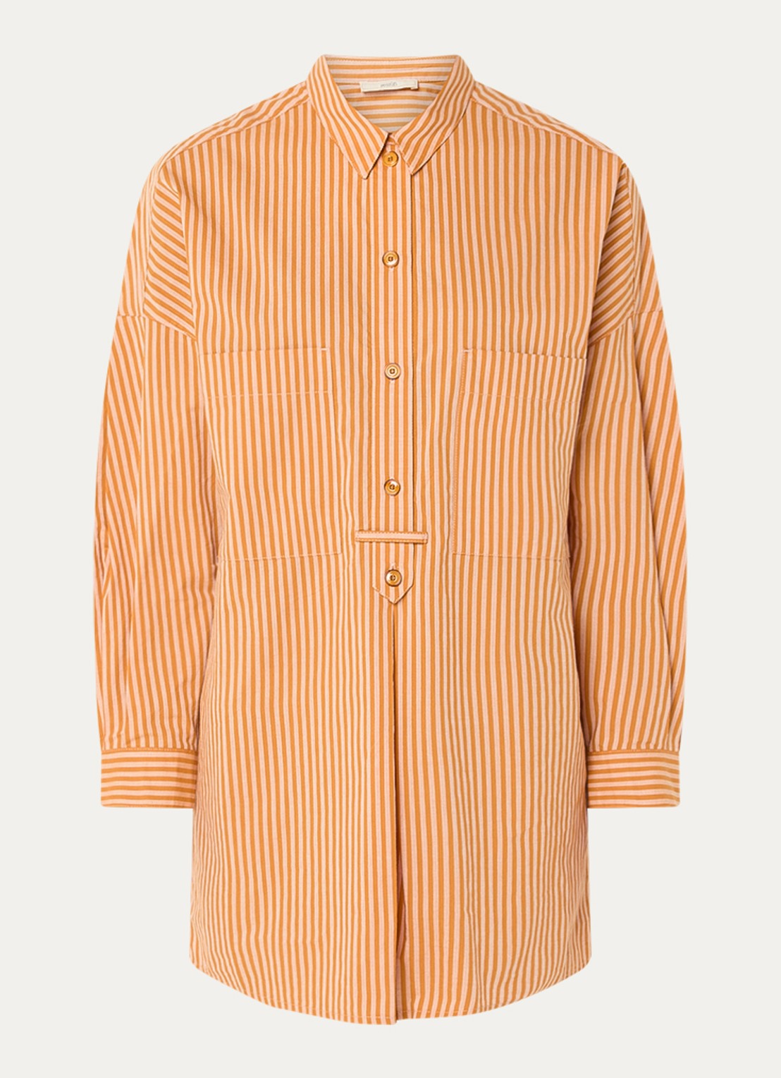 Sessùn Fontella mini blousejurk met streeprint - voorkant 3 orange