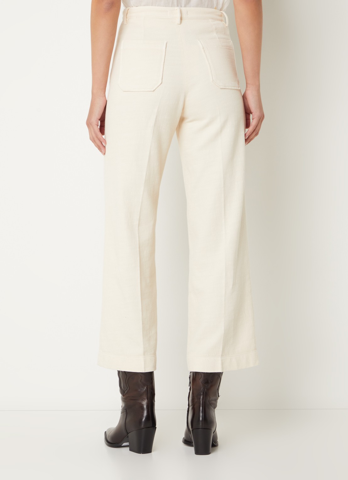 Sessùn Hendrick high waist straight fit culotte met opgestikte zakken - achterkant creme