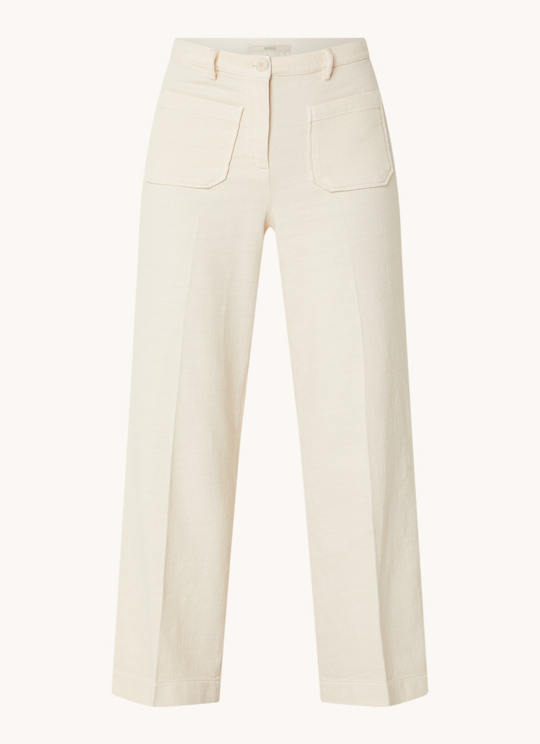 Sessùn Hendrick high waist straight fit culotte met opgestikte zakken - voorkant 3 creme