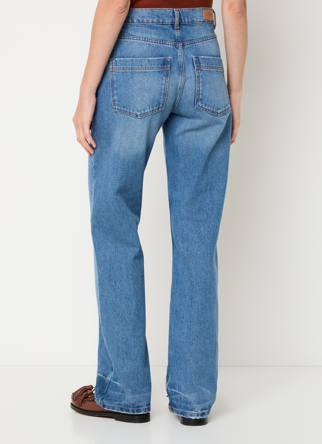 Sessùn High waist straight leg jeans met medium wassing - achterkant 3 indigo
