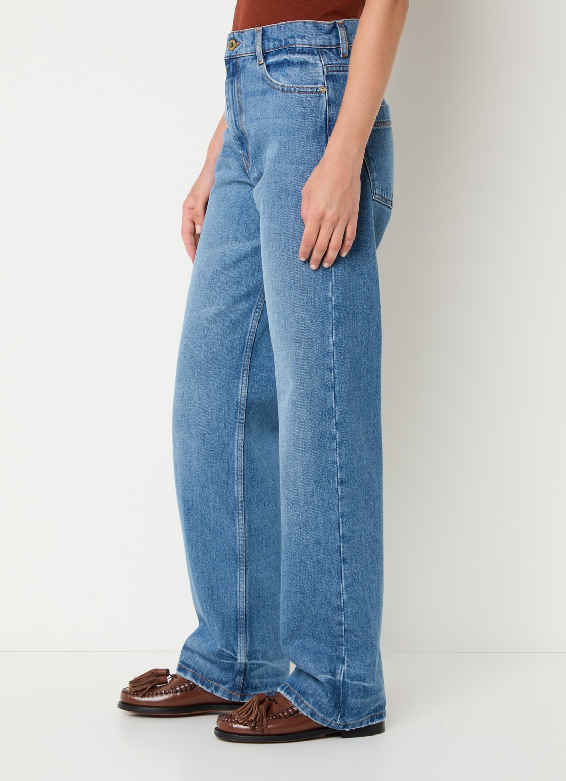 Sessùn High waist straight leg jeans met medium wassing - detail 2 indigo