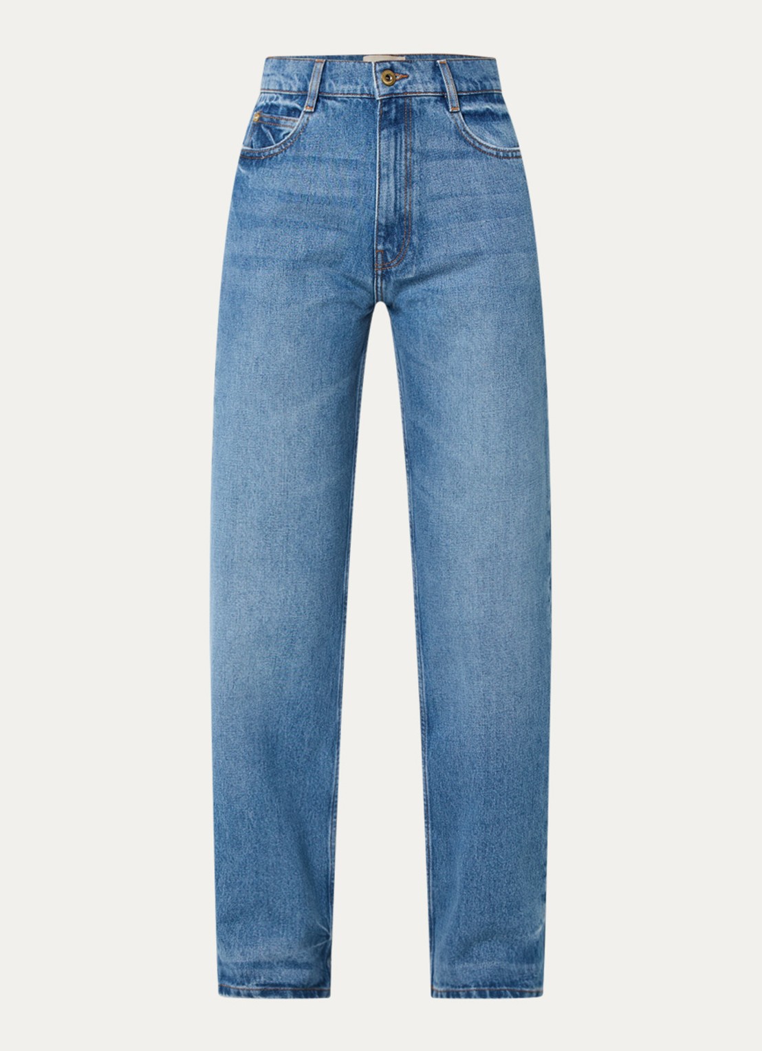 Sessùn High waist straight leg jeans met medium wassing - voorkant 4 indigo