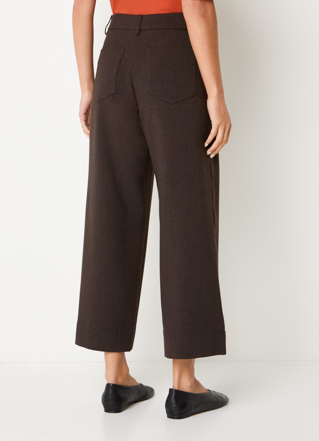 Sessùn Hudkin high waist loose fit pantalon met steekzakken - achterkant donkerbruin