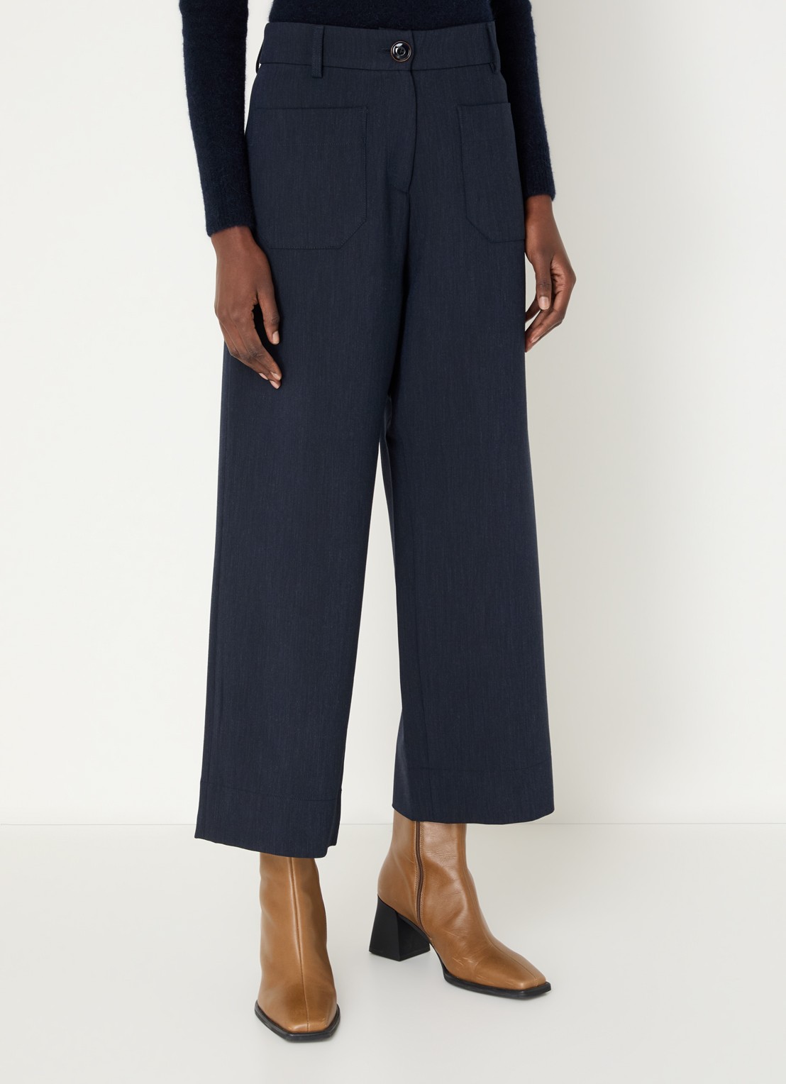 Sessùn Hudkin high waist loose fit pantalon met steekzakken - detail 4 indigo