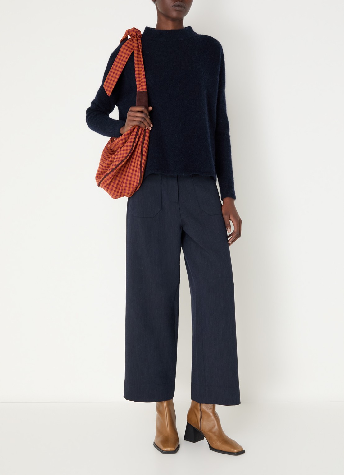 Sessùn Hudkin high waist loose fit pantalon met steekzakken - voorkant 3 indigo