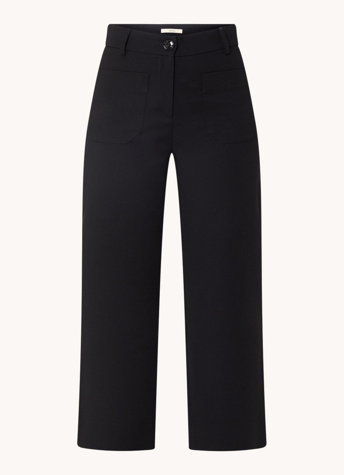 Sessùn Hudkin high waist straight fit cropped pantalon met stretch - voorkant 2 zwart