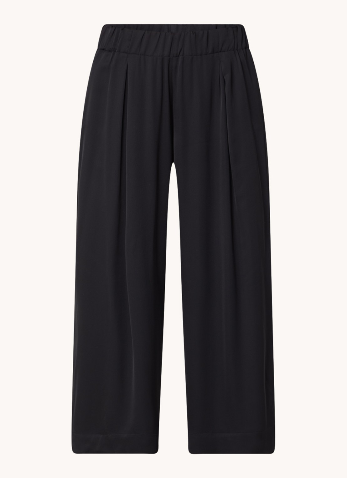 Sessùn Isla mid waist wide fit cropped broek van satijn - voorkant 3 zwart