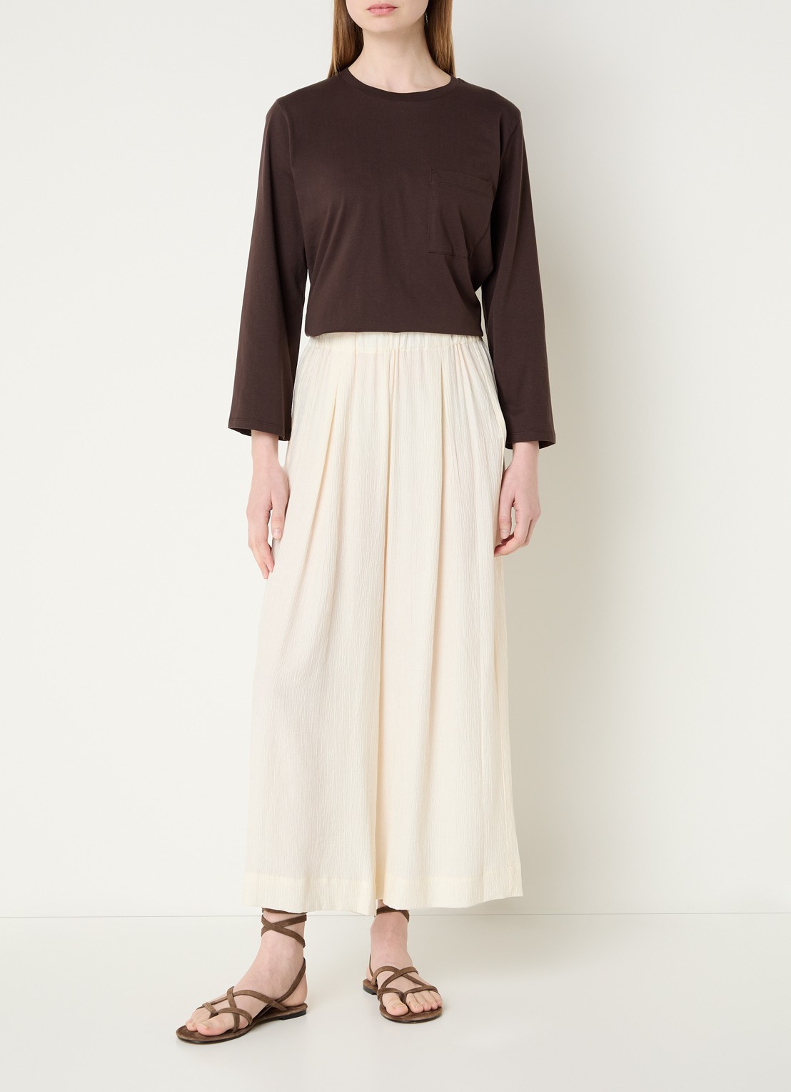 Sessùn Isla Minima culottes van crêpe  - voorkant 2 creme