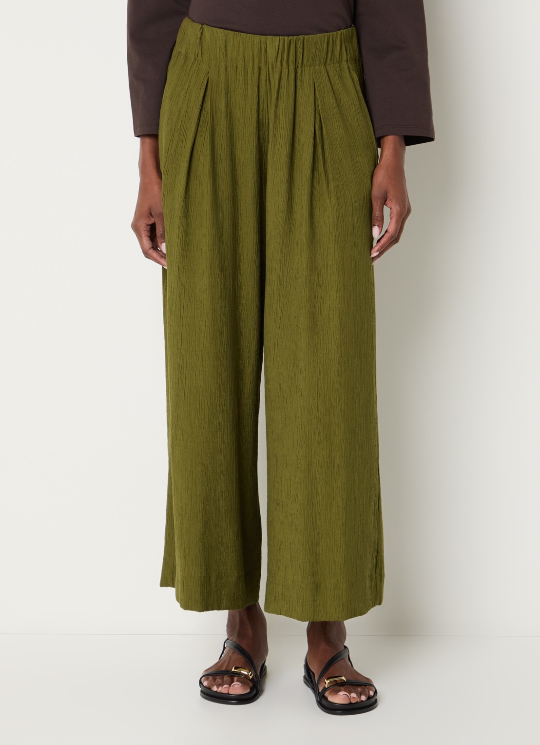 Sessùn Isla Minima culottes van crêpe  - detail 3 mosgroen