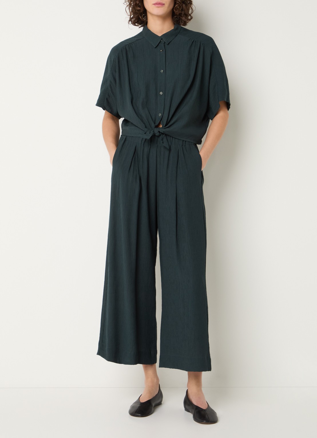 Sessùn Isla Minima culottes van crêpe  - voorkant 2 petrol