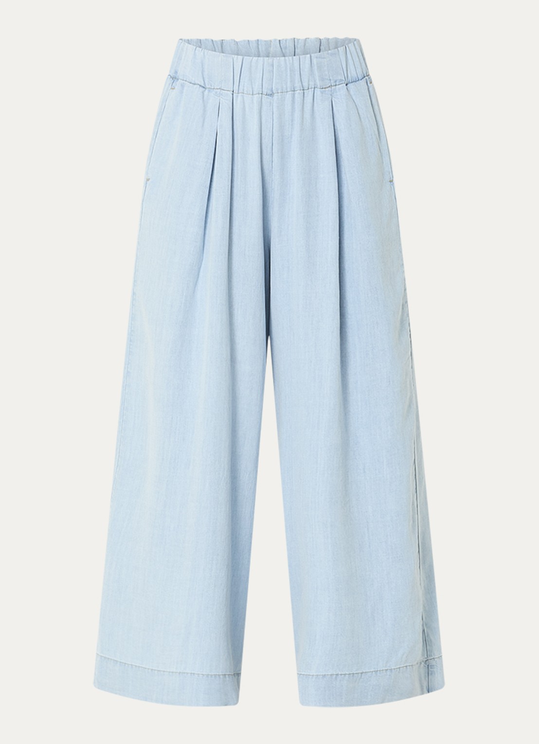 Sessùn Islanim high waist cropped broek van chambray - voorkant 2 lichtblauw