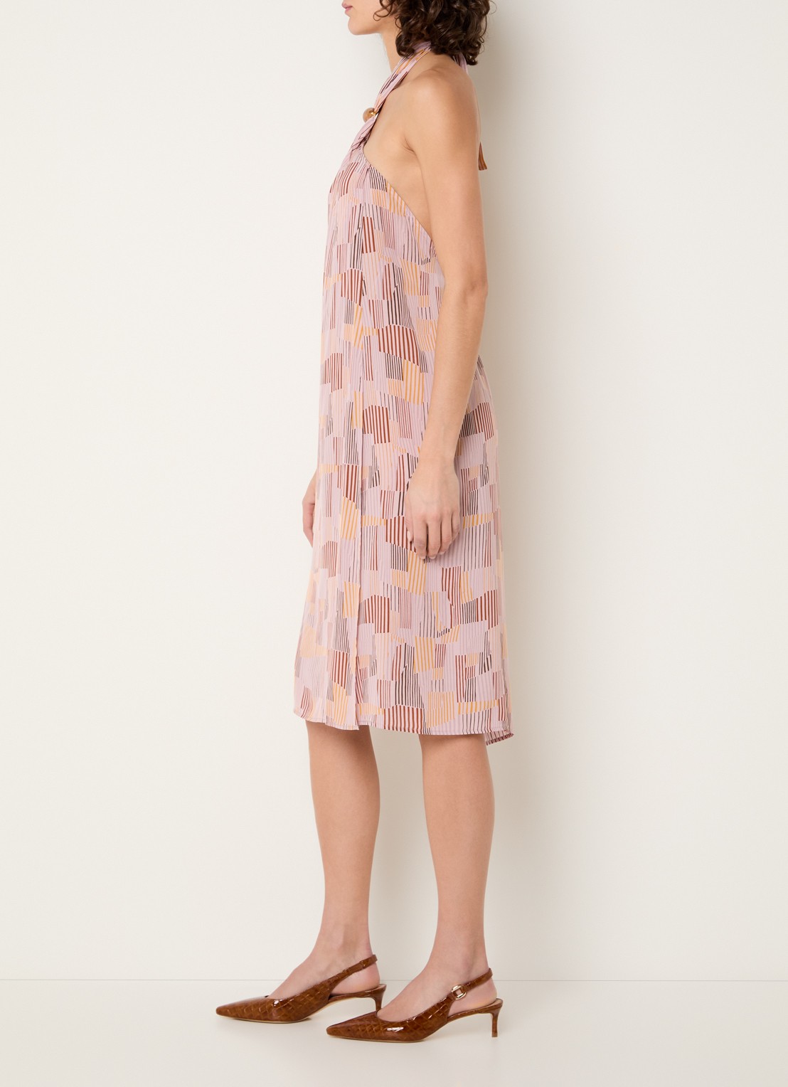Sessùn Janeira midi jurk met print - voorkant 3 oudroze