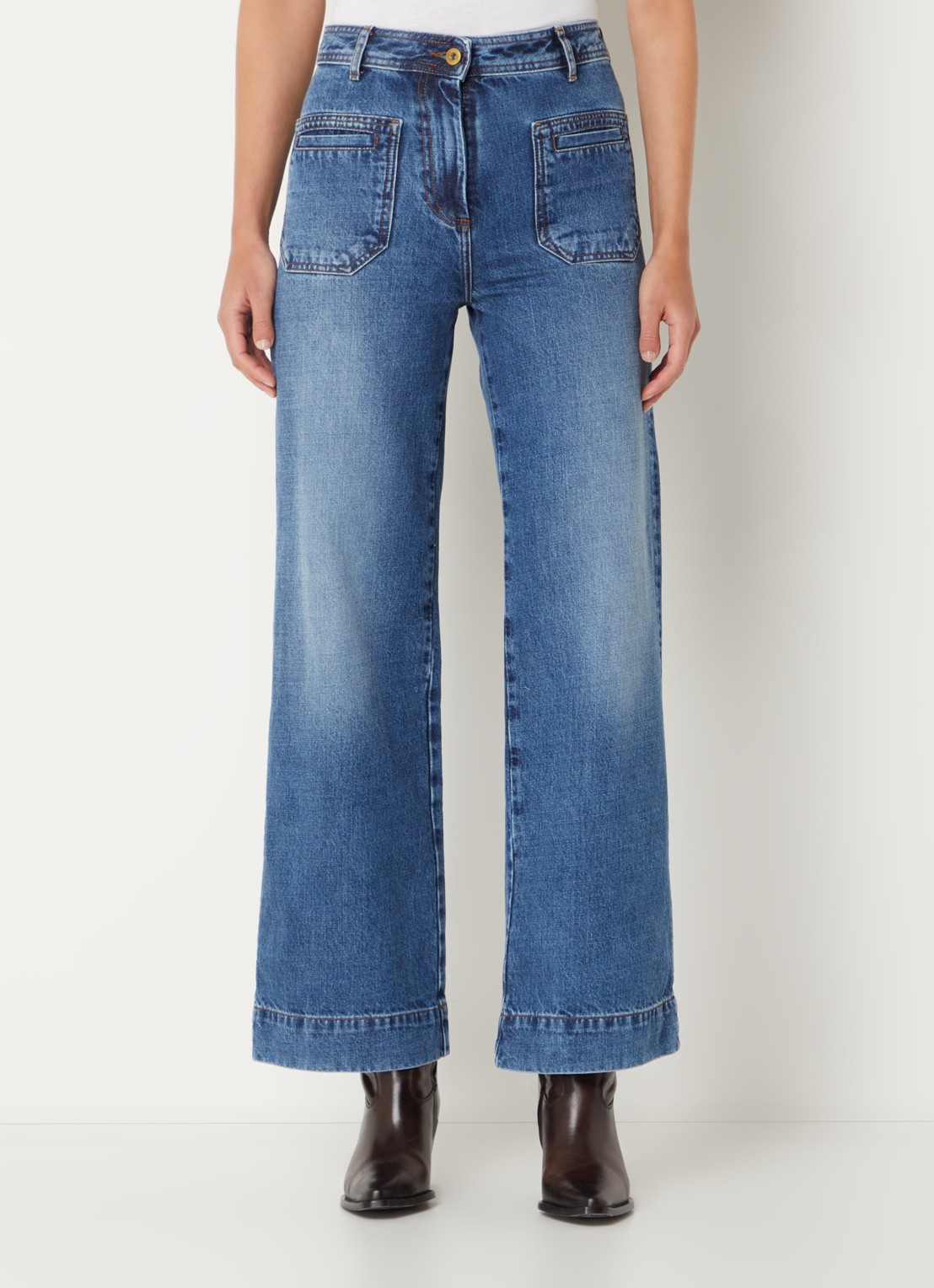 Sessùn Johnny high waist bootcut jeans met medium wassing - detail 4 indigo