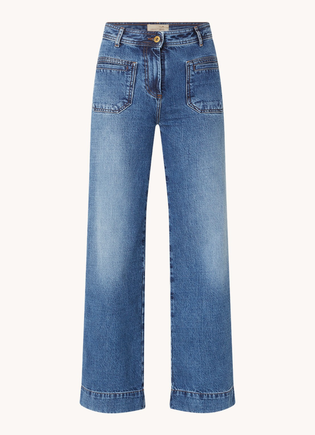 Sessùn Johnny high waist bootcut jeans met medium wassing - voorkant indigo