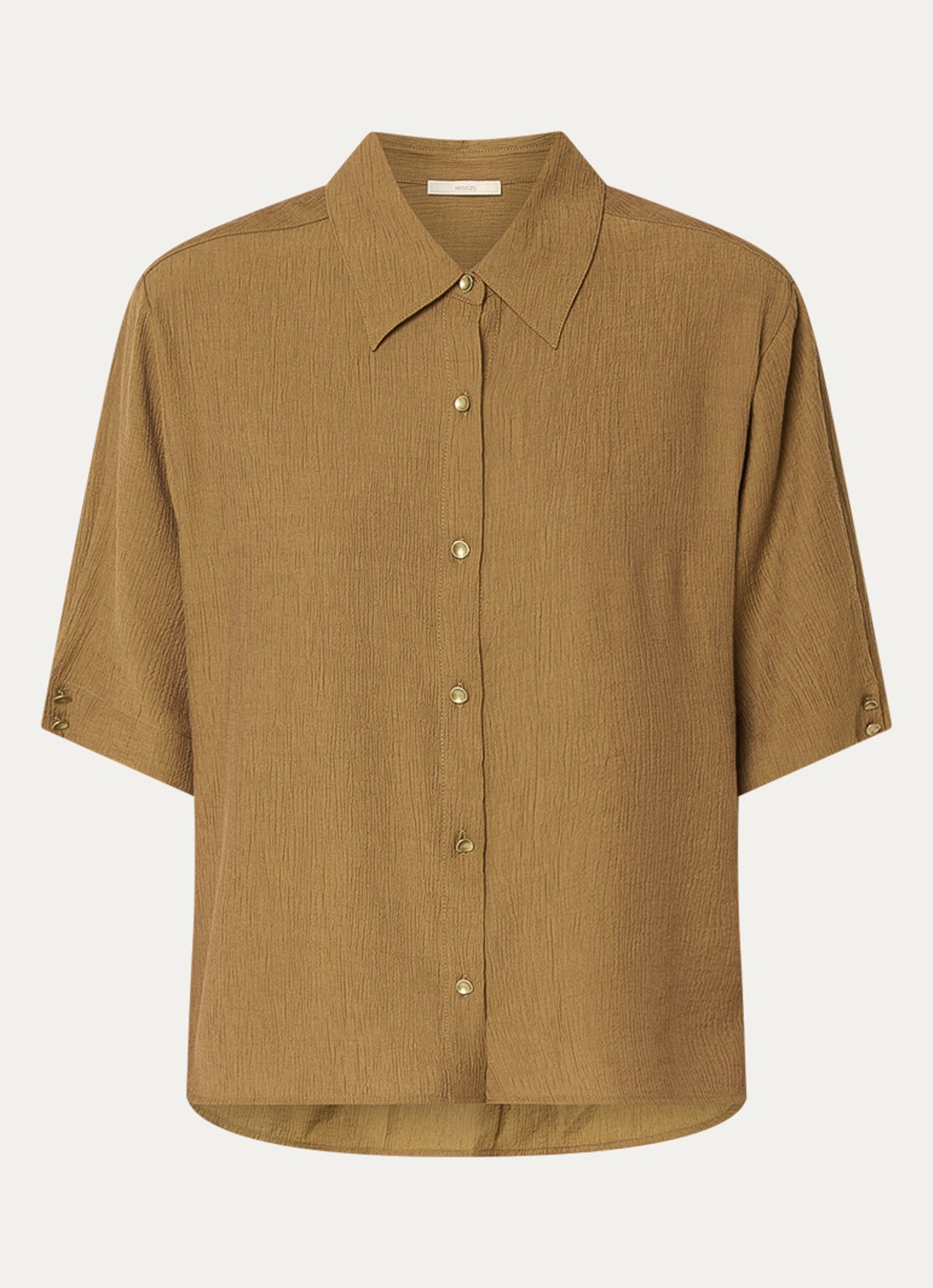 Sessùn Kalya blouse met structuur - voorkant okergeel