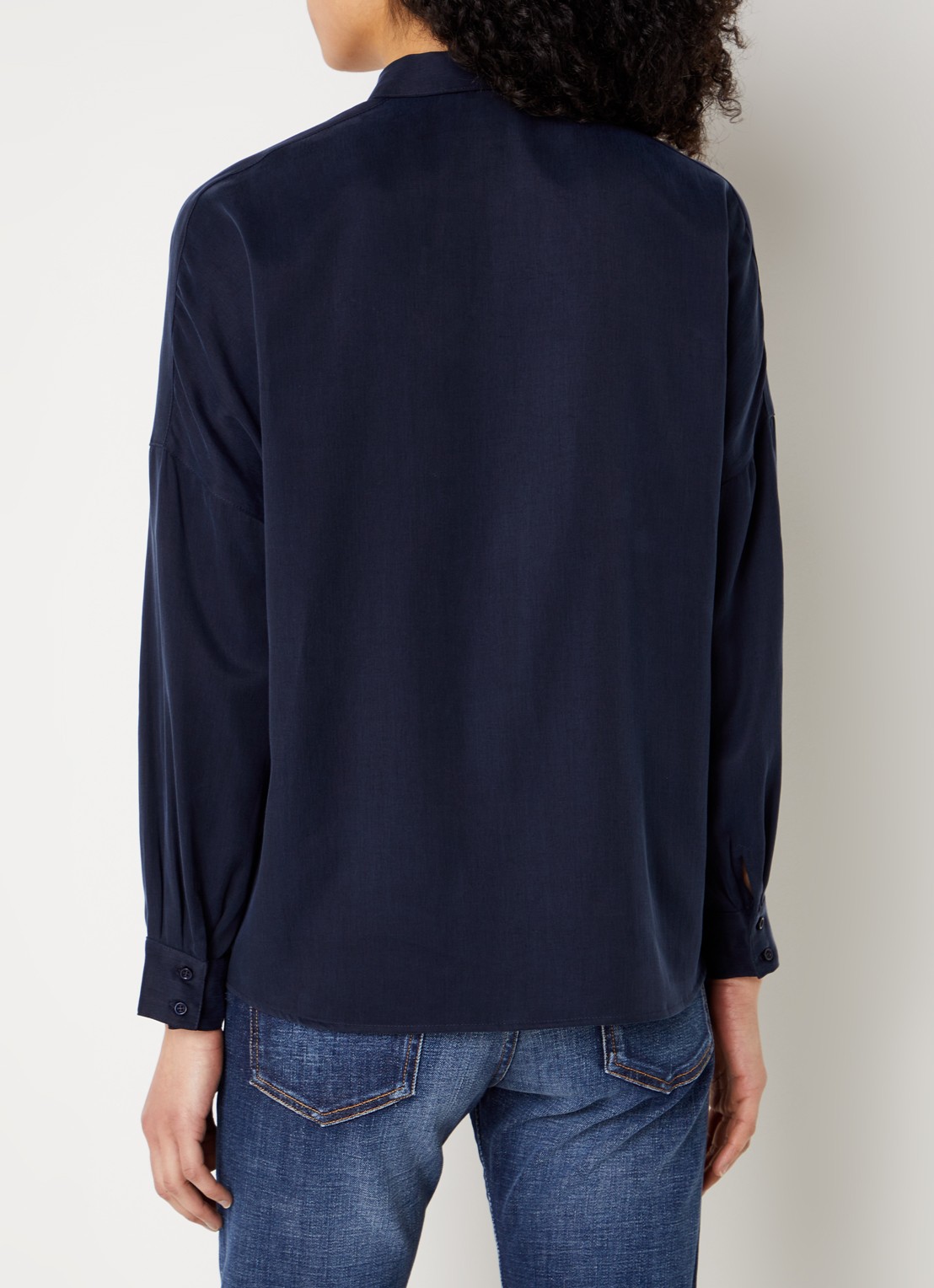 Sessùn Lady D blouse met blinde knoopsluiting - achterkant 4 donkerblauw
