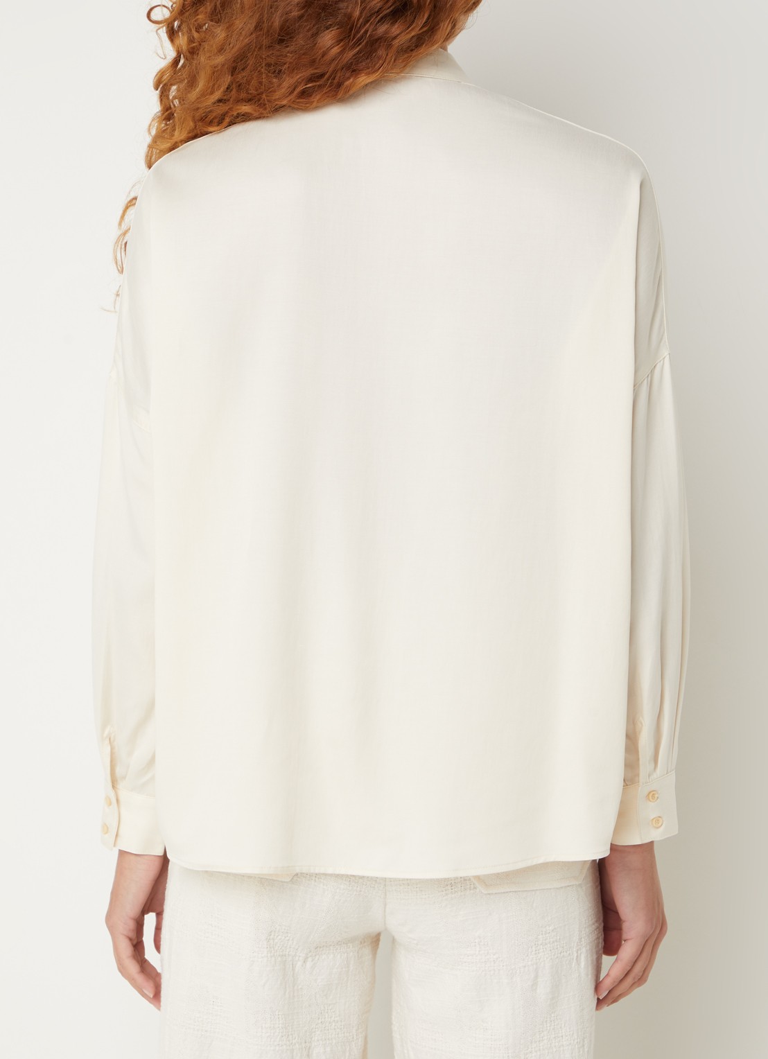 Sessùn Lady D blouse met blinde knoopsluiting - achterkant creme