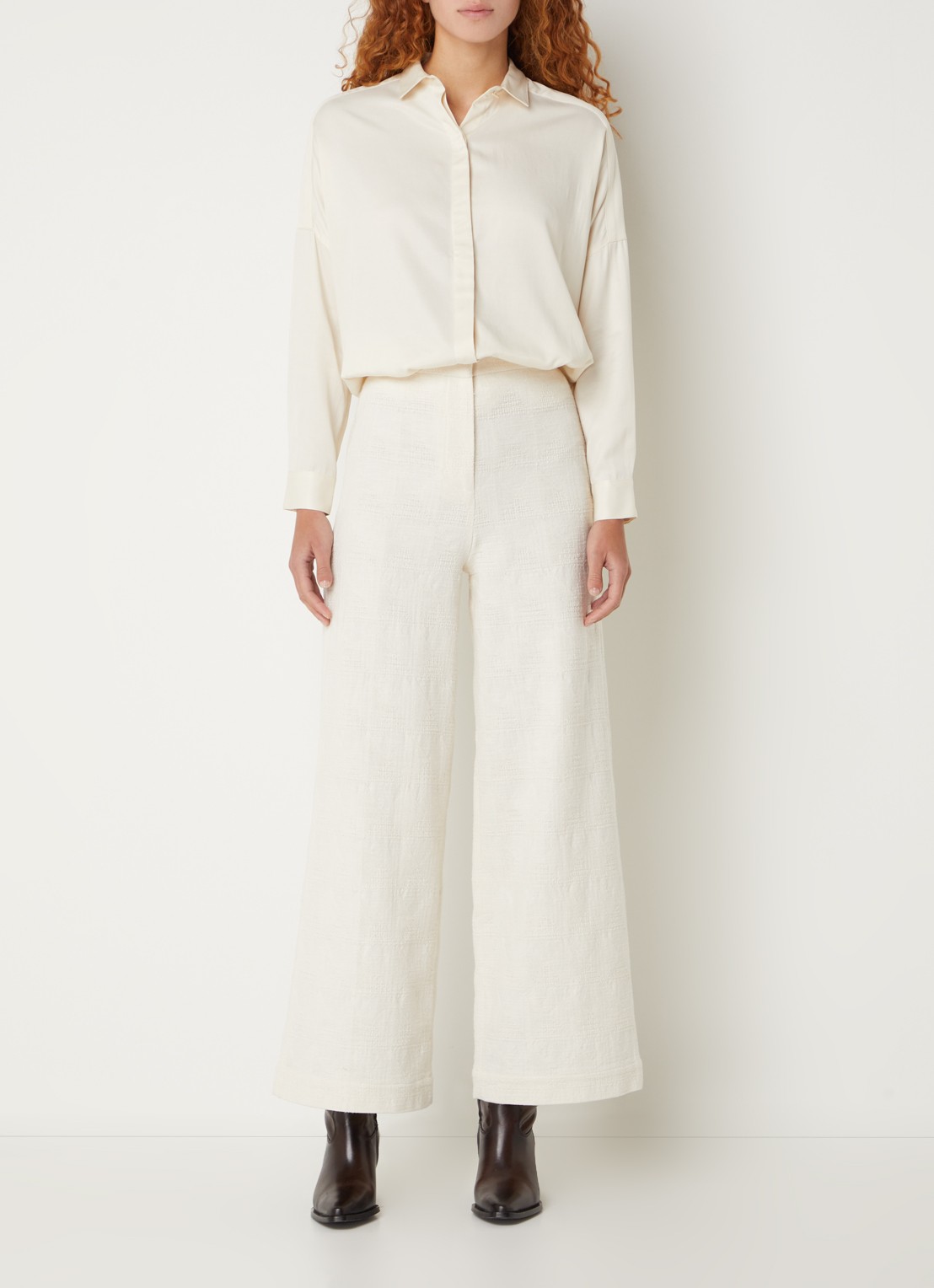 Sessùn Lady D blouse met blinde knoopsluiting - voorkant 3 creme