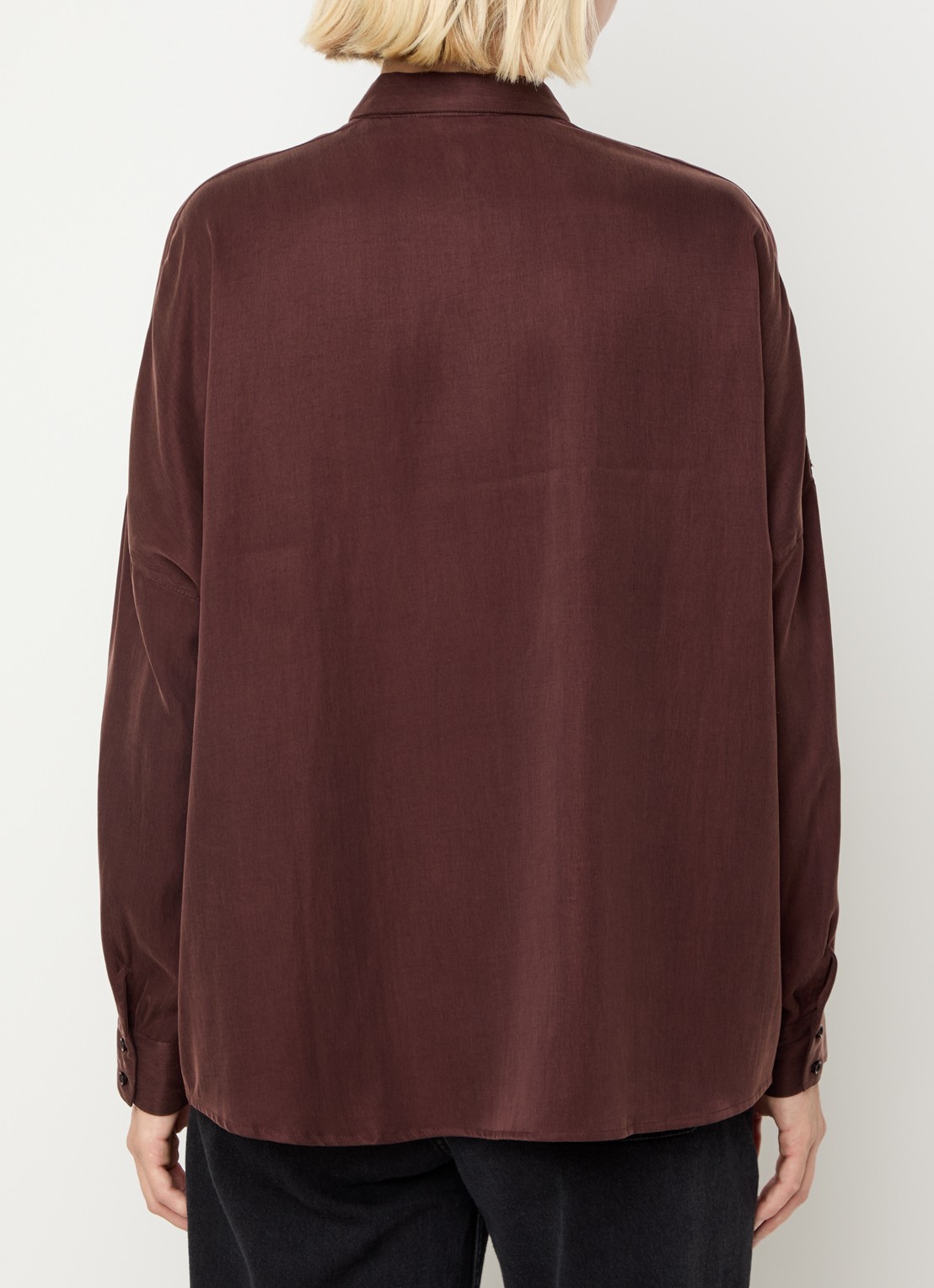 Sessùn Lady D blouse met kraag - achterkant donkerbruin