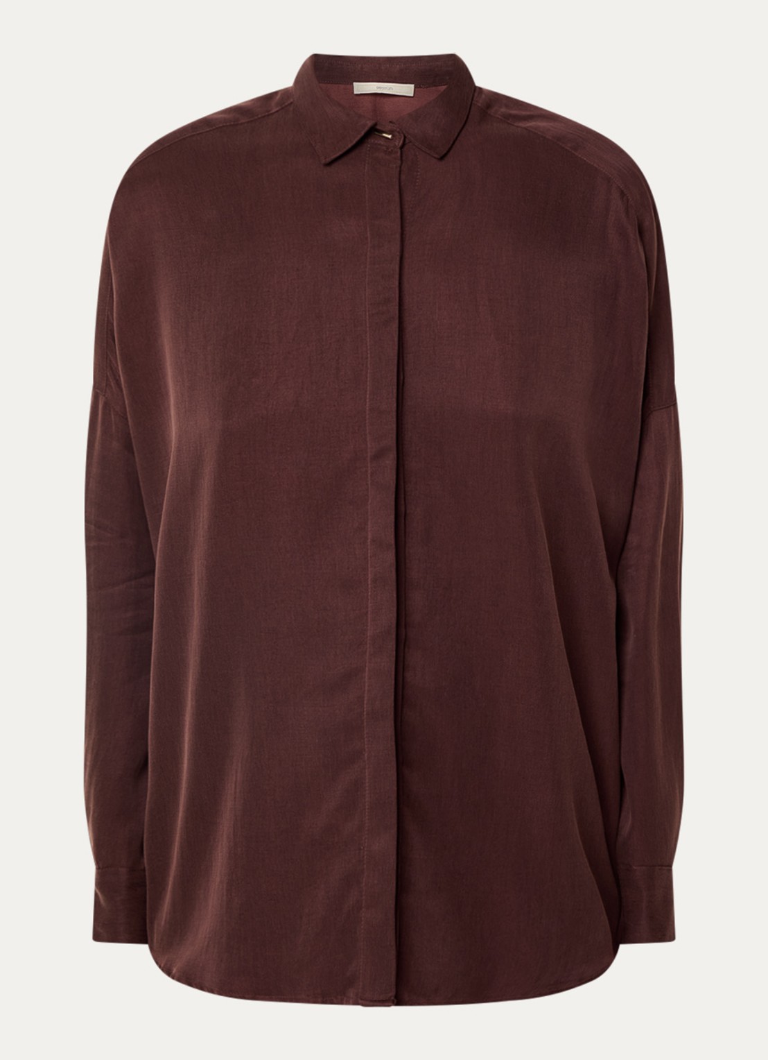 Sessùn Lady D blouse met kraag - voorkant 2 donkerbruin