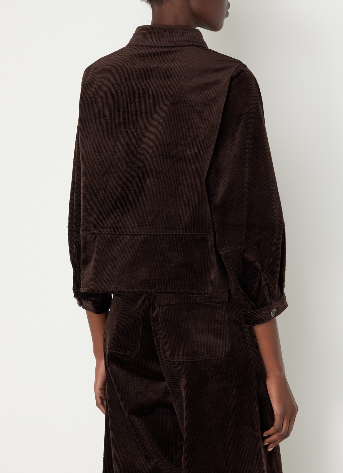 Sessùn Leotown blouse van corduroy - achterkant donkerbruin