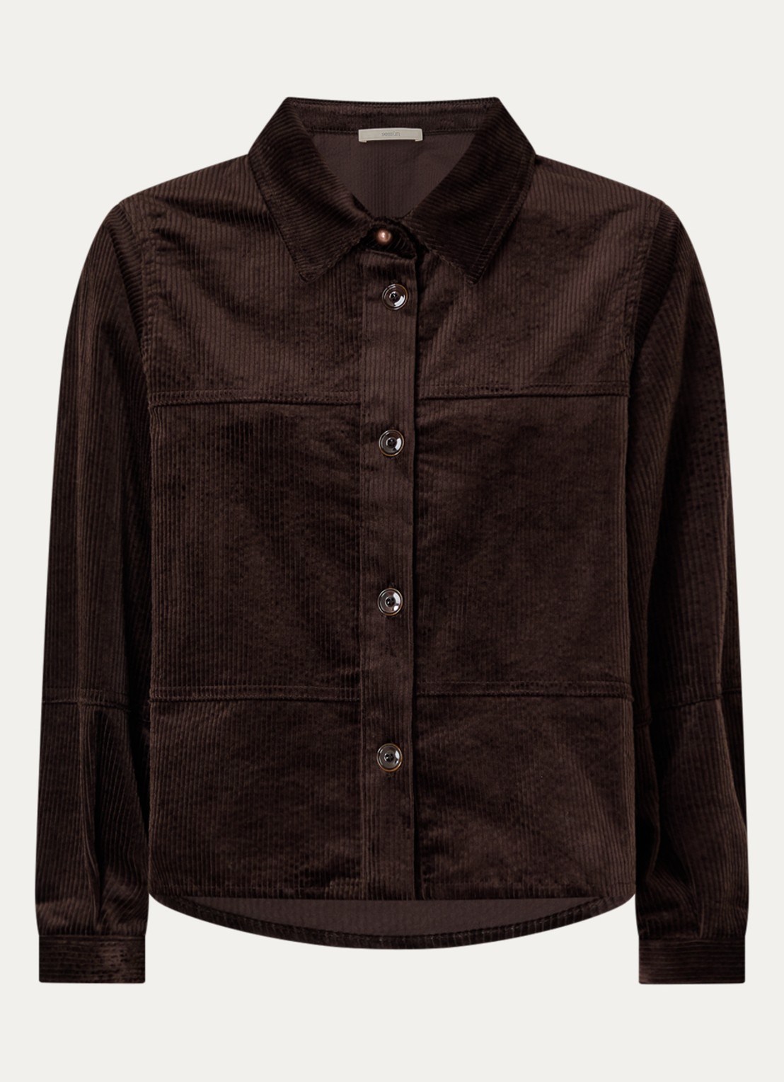 Sessùn Leotown blouse van corduroy - voorkant 2 donkerbruin