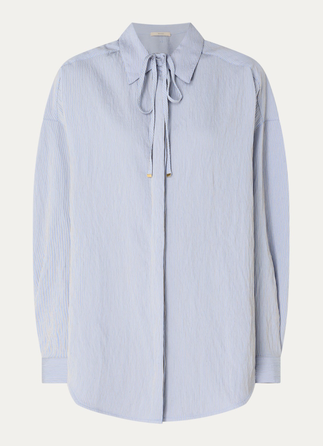 Sessùn Liza blouse met streepprint - voorkant 2 staalblauw