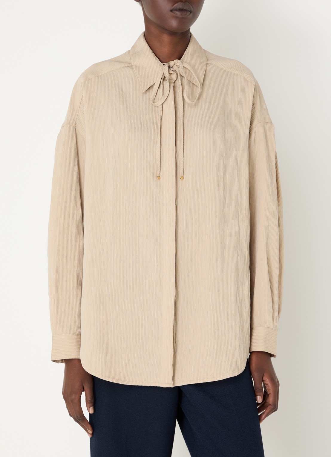 Sessùn Liza blouse met streepprint - detail 4 beige