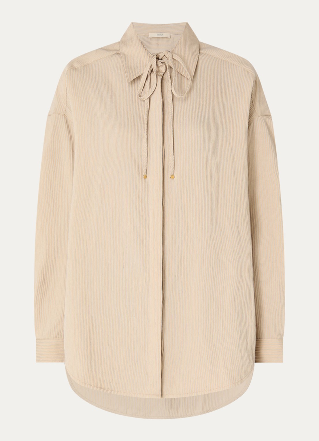Sessùn Liza blouse met streepprint - voorkant 2 beige