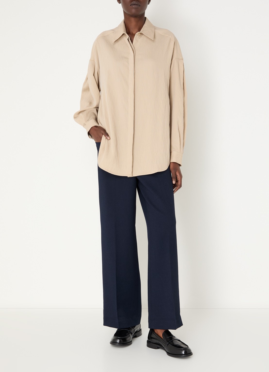 Sessùn Liza blouse met streepprint - voorkant 3 beige