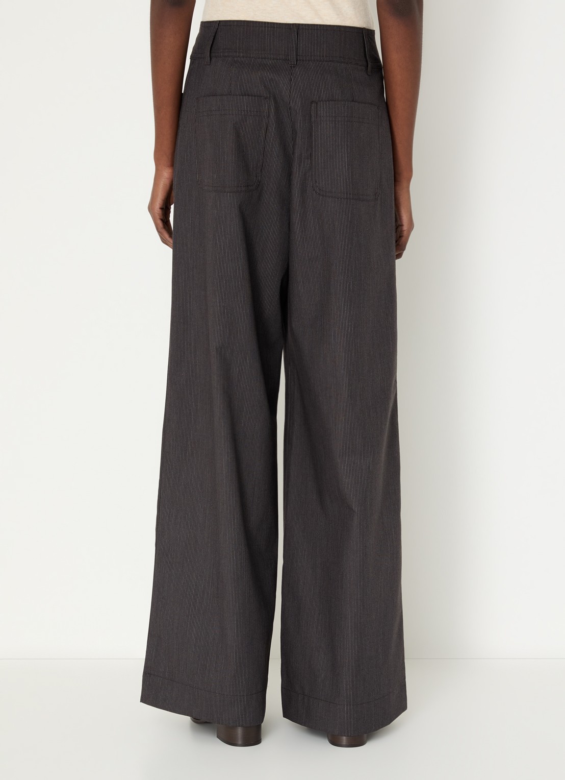 Sessùn Manhatti high waist wide fit broek met steekzakken - achterkant 2 donkerbruin