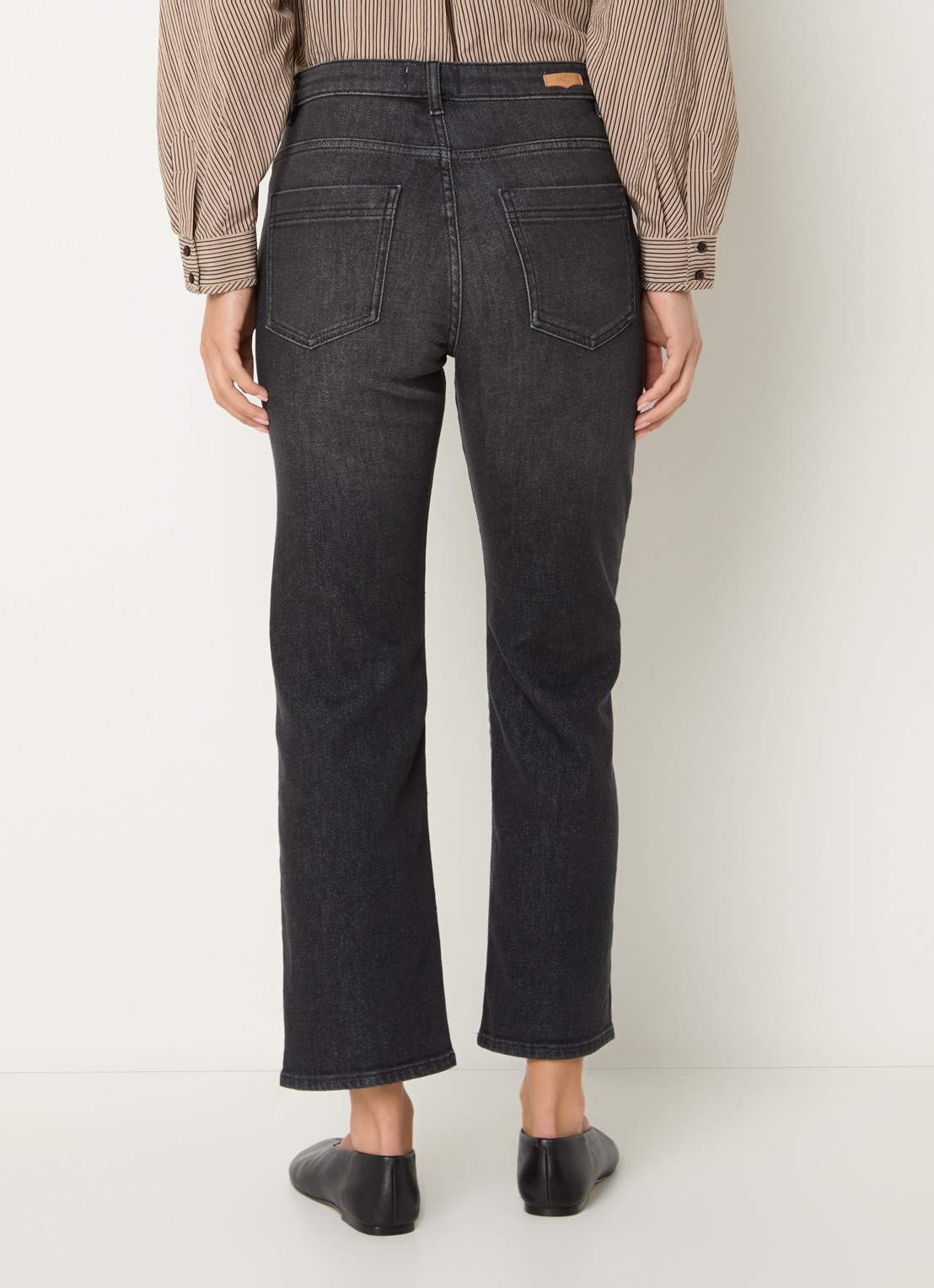 Sessùn Marino high waist straight leg jeans met gekleurde wassing - achterkant antraciet