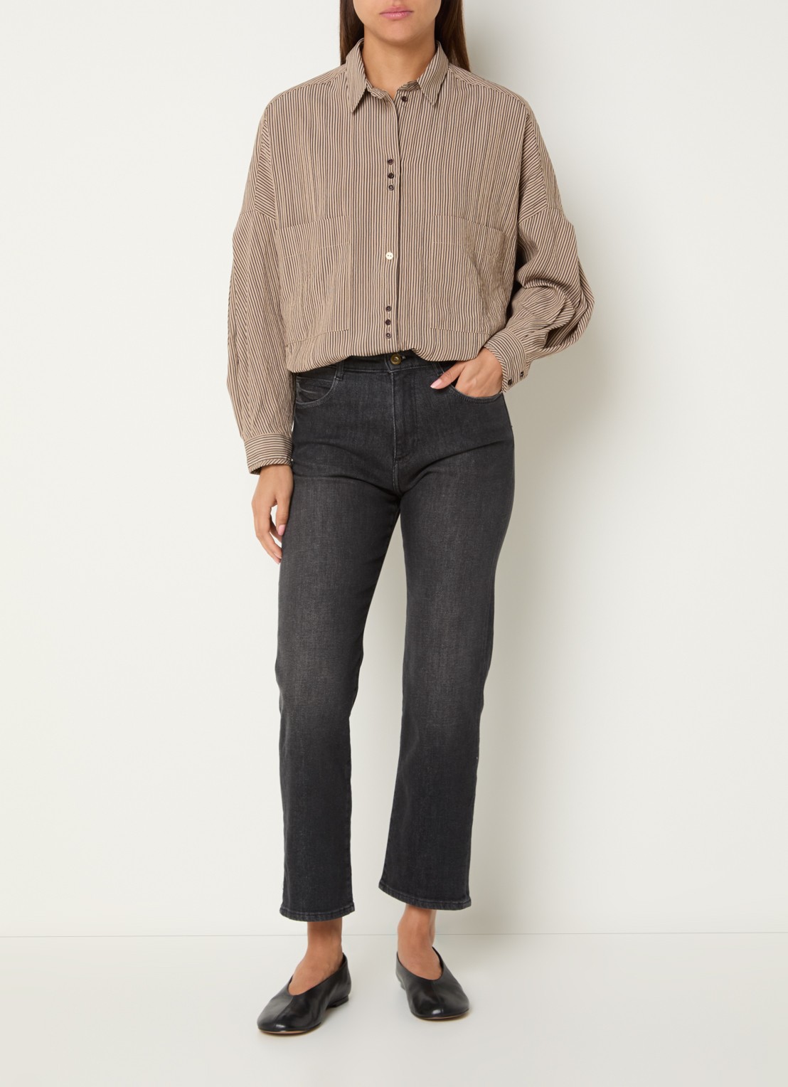 Sessùn Marino high waist straight leg jeans met gekleurde wassing - voorkant 5 antraciet
