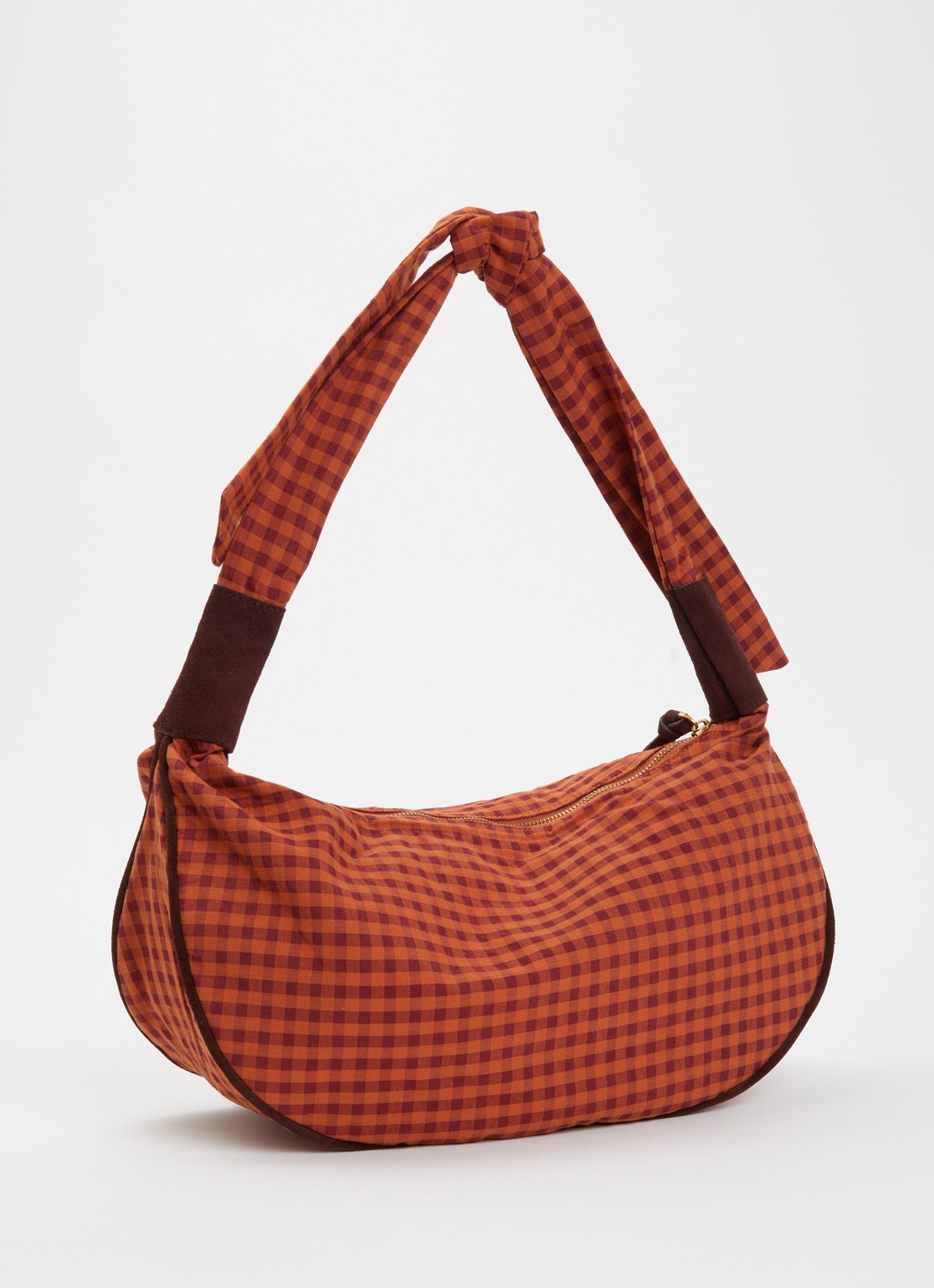 Sessùn Minilango crossbodytas met suède details  - achterkant oranjebruin