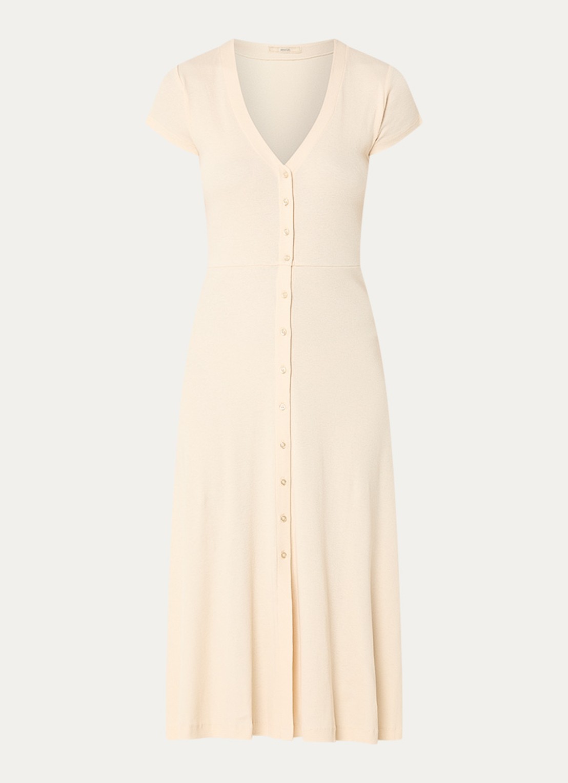 Sessùn Nea midi jurk met V-hals - voorkant beige
