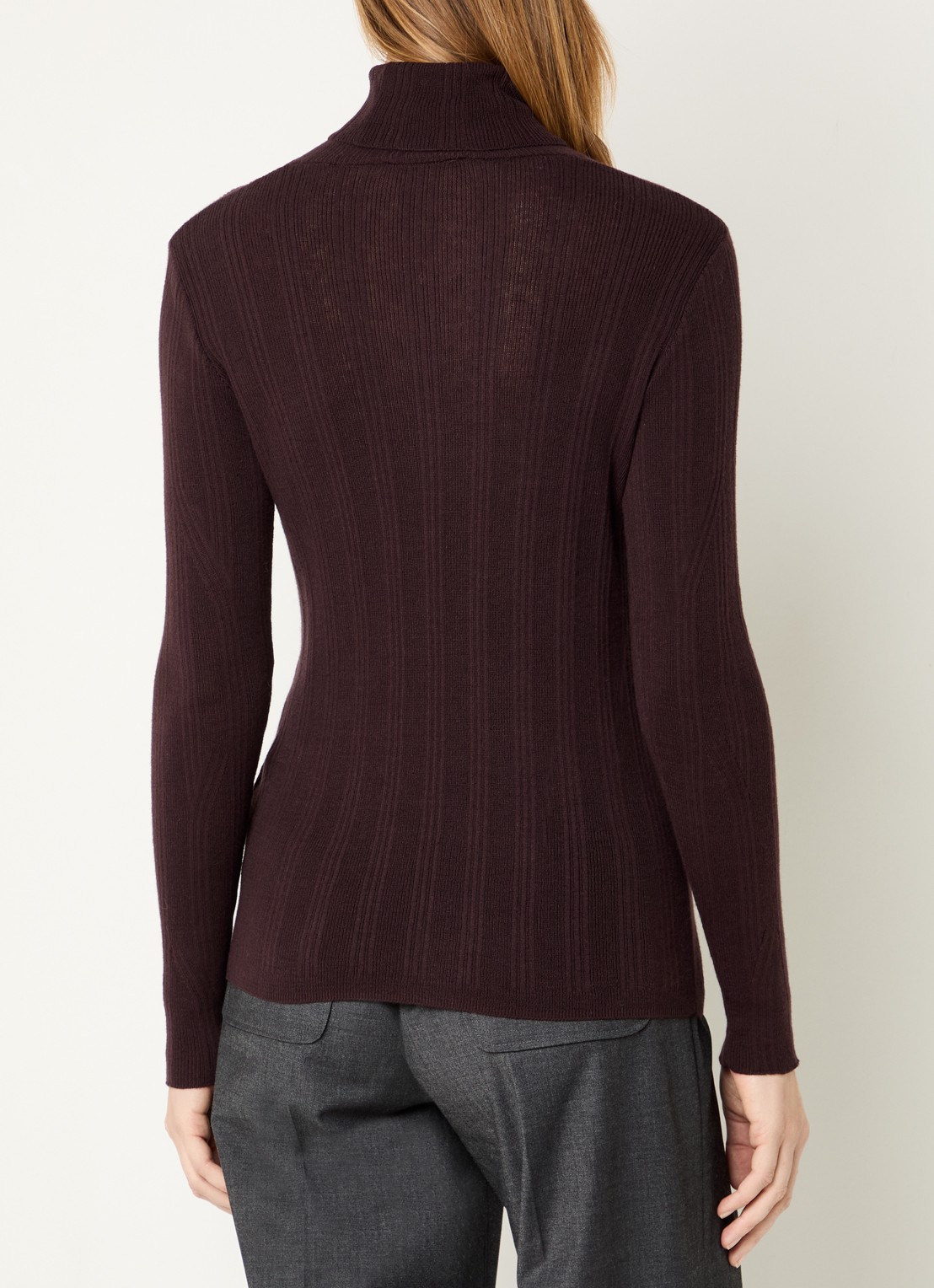 Sessùn Norte grofgebreide pullover met col - achterkant 2 donkerbruin
