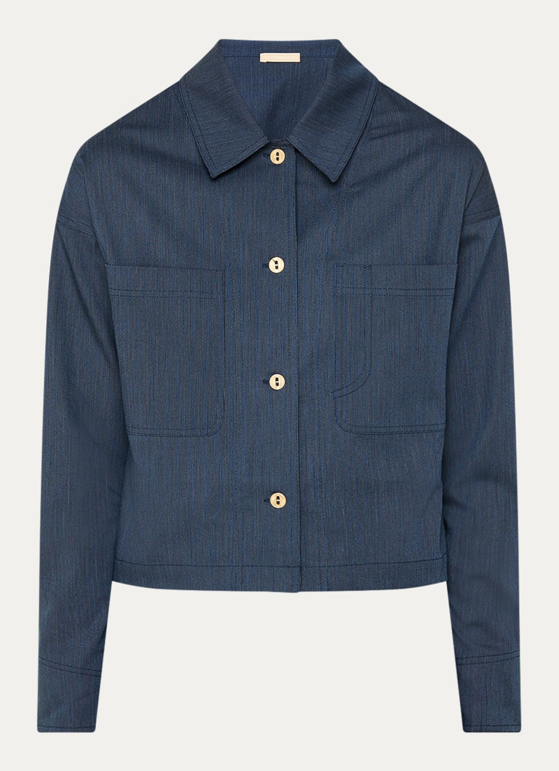 Sessùn Notteri overshirt met opgestikte zakken - voorkant donkerblauw