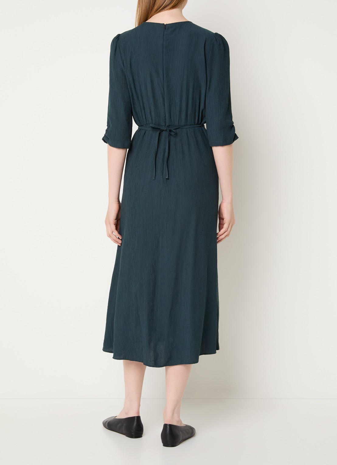 Sessùn Nylia midi jurk met V-hals - achterkant 2 groen