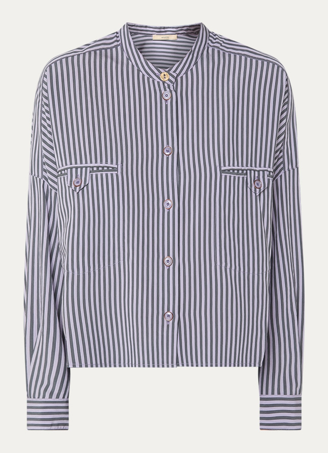 Sessùn Orregio blouse met steepprint en borstzakken - voorkant lila