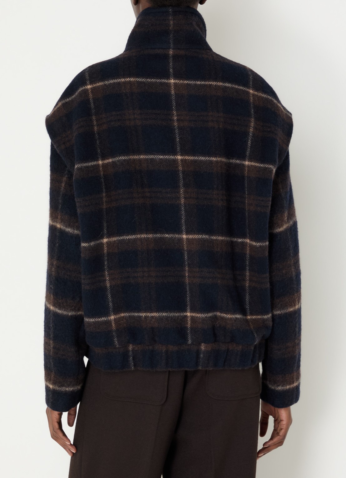Sessùn Paolina jack in wolblend met ruitdessin - achterkant 2 donkerblauw