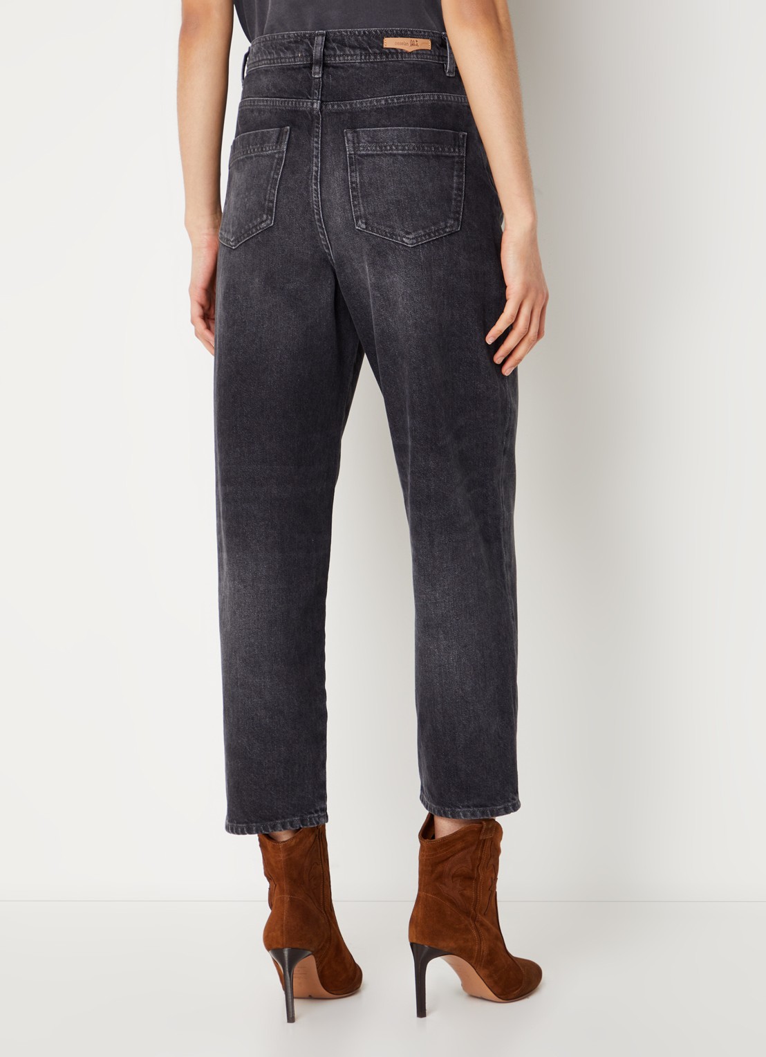 Sessùn Peter high waist cropped straight leg jeans met gekleurde wassing - achterkant 5 zwart