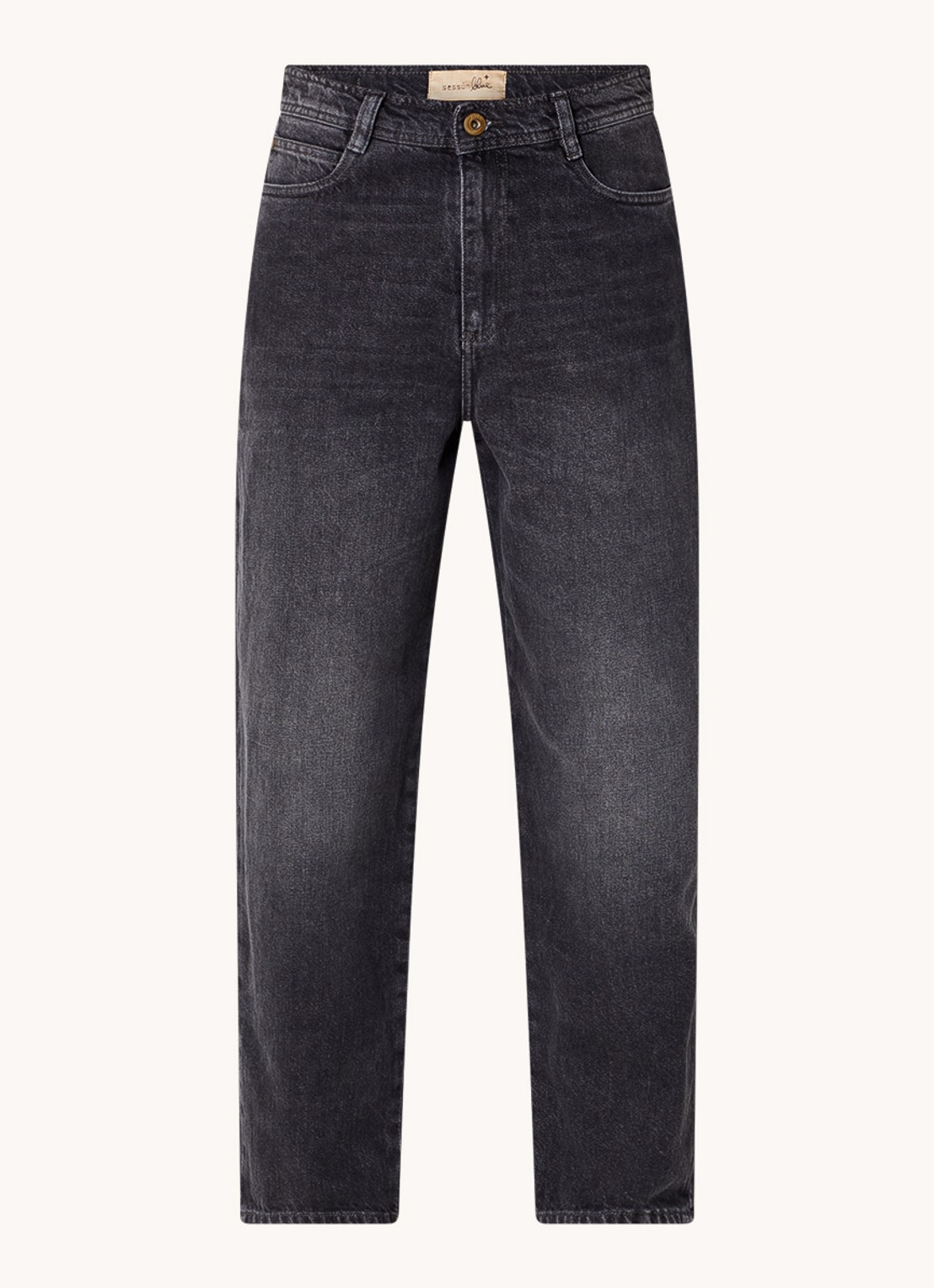 Sessùn Peter high waist cropped straight leg jeans met gekleurde wassing - voorkant zwart